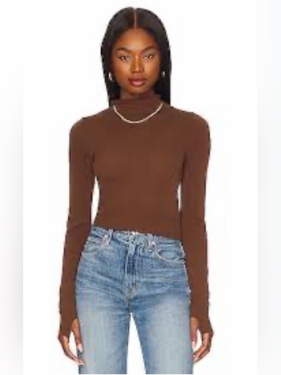REVOLVE Tops - Revolve Sample Sale L'academie Albion Sheer Turtleneck Honey Beige Tan Small